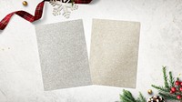 Gold and silver papers mockup with Christmas decorations