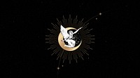 Vintage Christmas angel on a crescent moon from the public domain vector