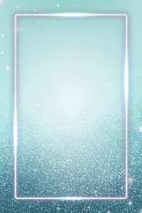 Rectangle blue neon frame design background vector