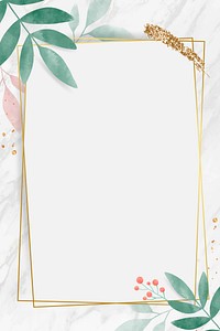 Golden rectangle with watercolor leafy frame vector