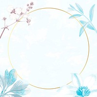 Golden round with floral frame vector