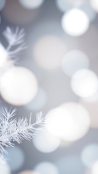 Frosty tree with white bokeh lights mobile phone wallpaper