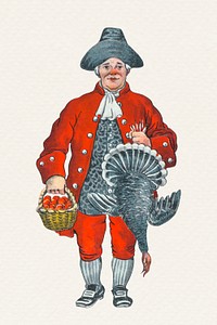 Man holding a dead turkey for Christmas dinner sticker illustration