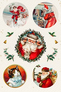 Christmas sticker set illustration