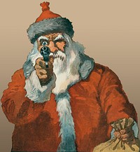 Santa Claus aiming a handgun illustration
