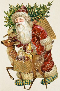Santa Claus in a red costume sticker illustration