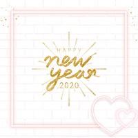 Pink neon New Year social banner template vector