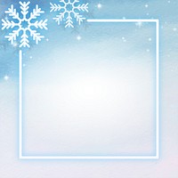 Blue neon frame decorated with snowflakes illustrataion
