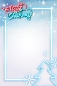 Blue neon Christmas social template vector