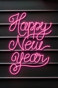 Pink neon  New Year background illustration