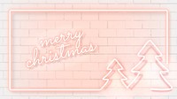 Pink neon Christmas social banner vector