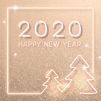 Gold neon New Year social template vector
