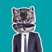 Cat wearing a suit sticker illustration