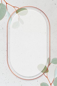 Oval copper frame with eucalyptus patterned social template mockup