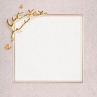 Gold festive frame on pink marble social template mockup<br /> 