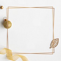 Frame with gold ornaments on white social template mockup