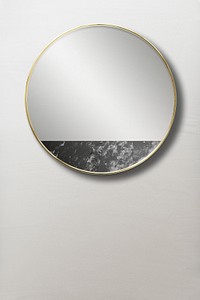 Round mirror decorated with black marble mockup