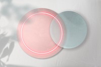 Pink neon light in a round shape with leaf silhouette mockup