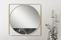 Mirror decorated with marble on the wall mockup
