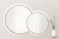 Two mirrors on a beige wall mockup