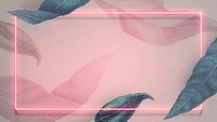 Neon frame with peach leaves social template vector