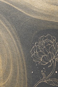 Outline flower decoration on gold glitter background illustration