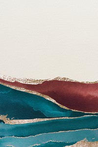 Shimmering teal and brown on white paper background