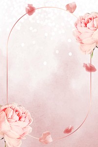 Oval pink rose frame vector