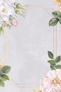 Rectangle rose frame on marble background vector