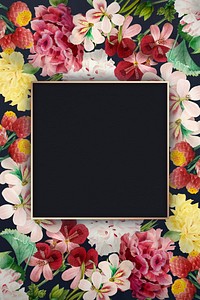 Square colorful floral frame mockup