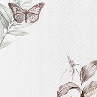Leafy butterfly frame design illustration
