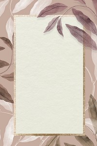 Golden frame on leafy background mockup