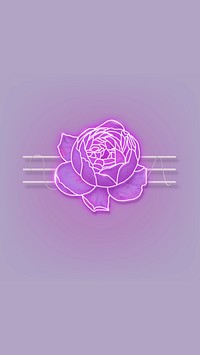 Purple neon rose mobile phone background vector