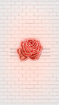 Red neon rose mobile phone background vector 