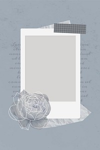 Neon gray floral frame vector 