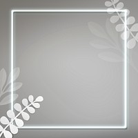 Leaf decorated white neon frame mockup