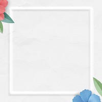 Summer flowers decorated frame mockup