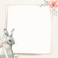 Bunny and flower Easter frame vector
