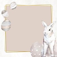 Gold Easter frame with bunny and eggs vector