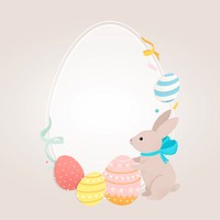 Oval Easter frame with bunny and eggs vector