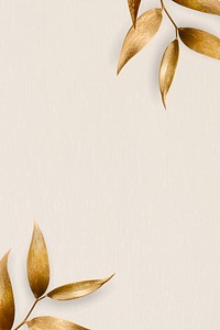 Golden olive leaves frame on beige background vector
