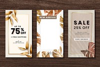 Gold leaves shopping discount template vector 