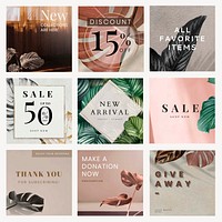 Aesthetic Instagram ad template vector set