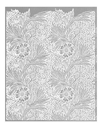 Silver marigold illustration wall art print and poster design remix from original artwork by William Morris.