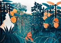 The Repast of the Lion vector, remix from original painting by Henri Rousseau