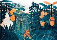 The Repast of the Lion, remix from original painting by Henri Rousseau