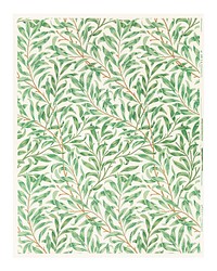 Willow bough vintage illustration wall art print and poster design remix from the original artwork by William Morris.