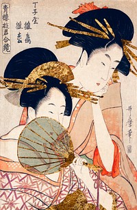 Traditional Japanese women vintage illustration, remix from original artwork.