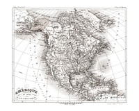 North America map vintage wall art print and poster design remix from original artwork.