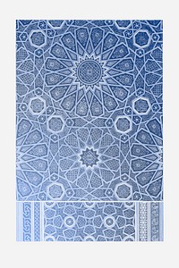 Blue Arabian pattern vintage illustration vector, remix from original artwork